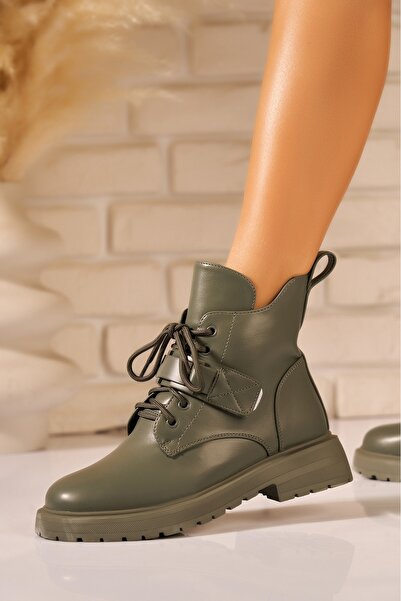 Joana Γυναικείες μοντέρνες πράσινες μπότες από τεχνητό δέρμα