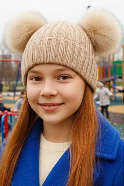 Mood Agenda Girl's 6 - 14 Years Old Corded Fabric Beanies with Pompoms Children's Beanie