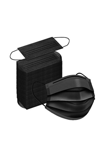 Generic 3-layer black face masks, pack of 50