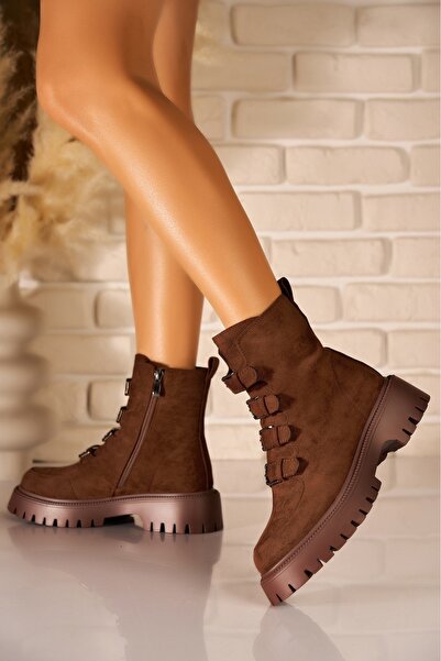 Joana Μπότες Amiya με επένδυση από σουέτ σε καφέ χρώμα
