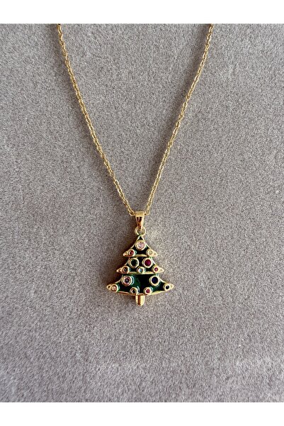 kubotique قلادة رأس السنة الجديدة بتصميم عيد الميلاد مع أحجار ملونة وشجرة عيد...