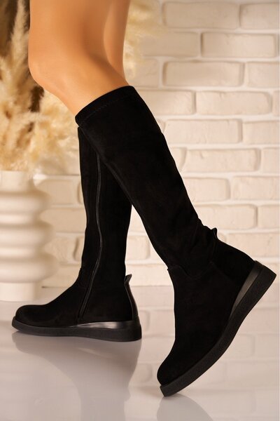 Joana Μπότες Kayiah από μαύρες σουέτ με επένδυση από τεχνητό δέρμα