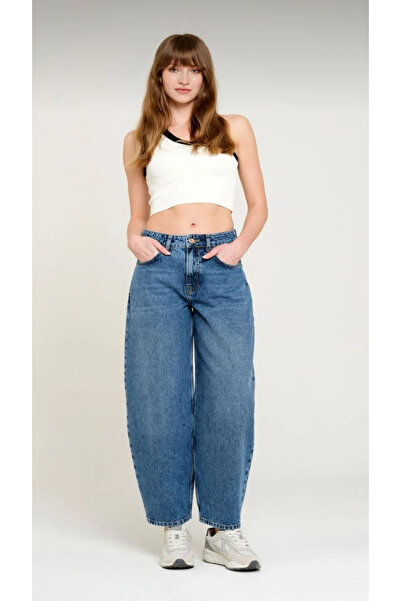 ASL GOLF CLUB Γυναικείο μαύρο τζιν με χαμηλή μέση, φαρδύ και χαλαρό