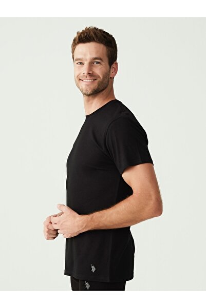 U.S. Polo Assn. 80197 Men's Black 2-Pack Round Neck Undershirt