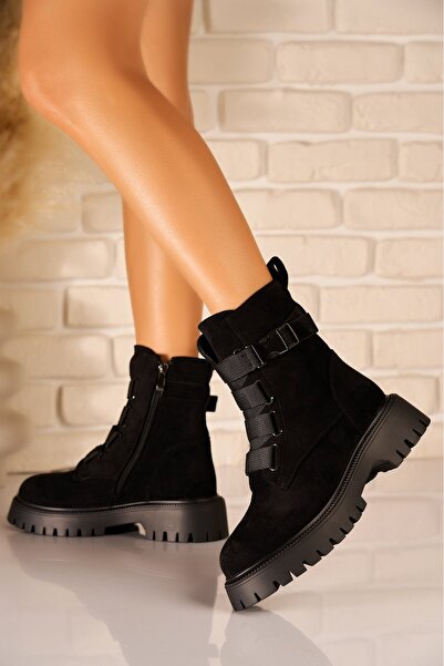 Joana Μαύρες μπότες Lowyn2 με επένδυση από γούνα από τεχνητό σουέτ