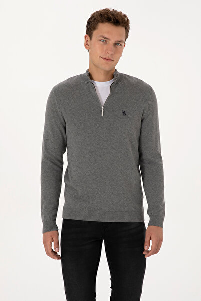 U.S. Polo Assn. Erkek Gri Melanj Basic Kazak 50313695-VR109