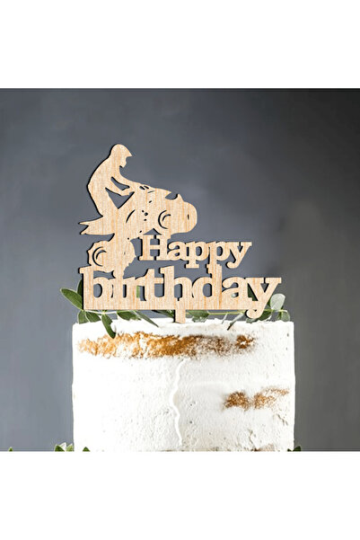 Bloom Atelier Cake Topper Aniversare Motociclist, Lemn Natur