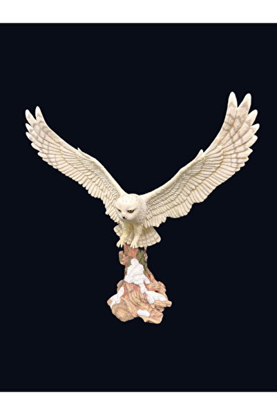 Veronese Design Baykuş Heykel 34 cm Bronz Beyaz Dekoratif Figür