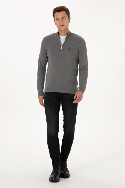 U.S. Polo Assn. Erkek Gri Melanj Basic Kazak 50313695-VR109