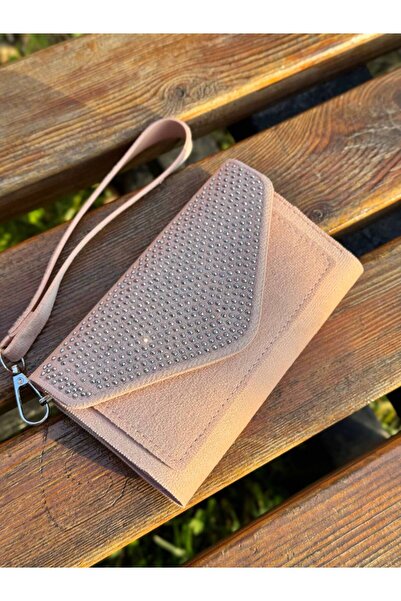 Marvelis Envelope Stone Suede Women's Wallet with Wrist Strap Special Series