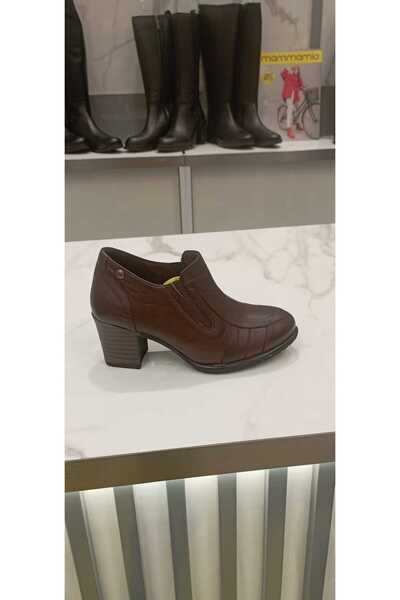Mammamia 3135 Genuine Leather Thick Heeled Shoes