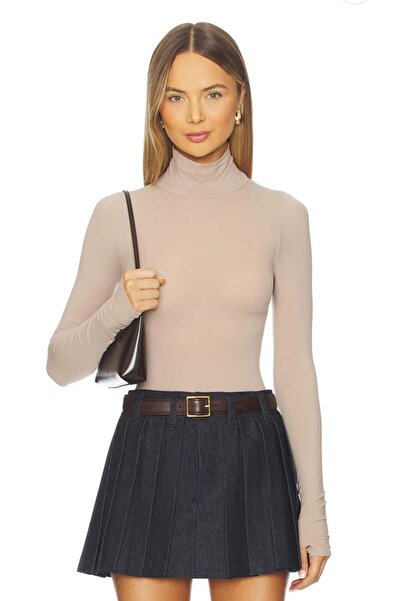 AFR CLOTHES Women's Double Layer Jersey Fishmouth Necklace Body Suit with Sna...