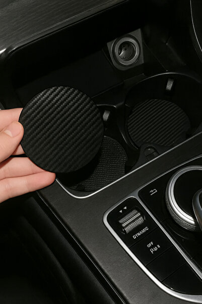 Çiçek Antalya 2-Pack Car Interior Cup Coaster Car Cup Holder Car Coaster Car Interior Accessory Carbon Effect
