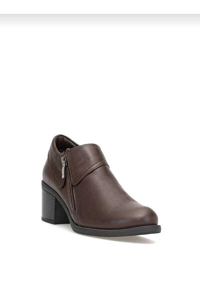 Mammamia 3725 Real Leather Thick Heeled Shoes