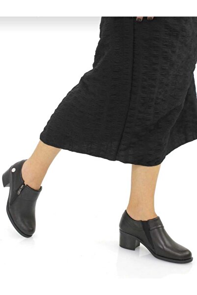 Mammamia 3725 Real Leather Thick Heeled Shoes