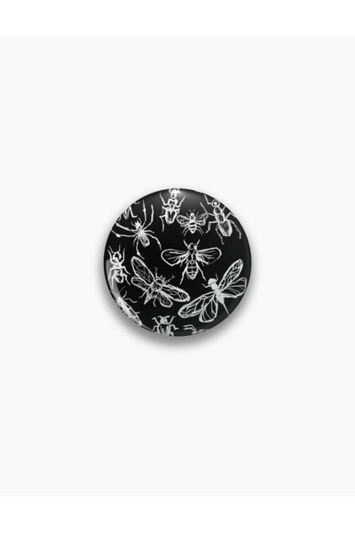 fırsatlar diyarı Böcek Desenli Gotik Siyah Beyaz Grunge Style Buton Rozet