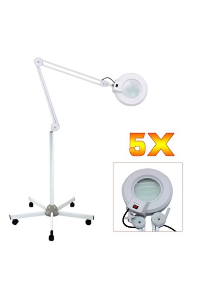 OEM 5X Magnifying Lamp (5 Diopters) for Beauty Salon, 22W Fluorescent, Stand & Clamp - White