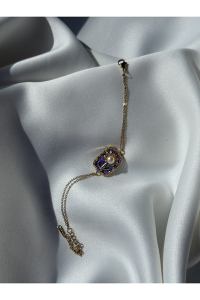 NB STEELORA 316L Steel Chain Purple Enamel Artistic Portrait Pearl Detailed D...