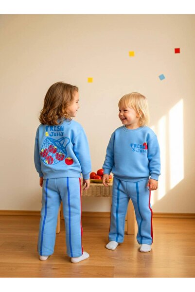 Butik Fresh & Juicy Print Cotton Sweatshirt Striped Pants Set