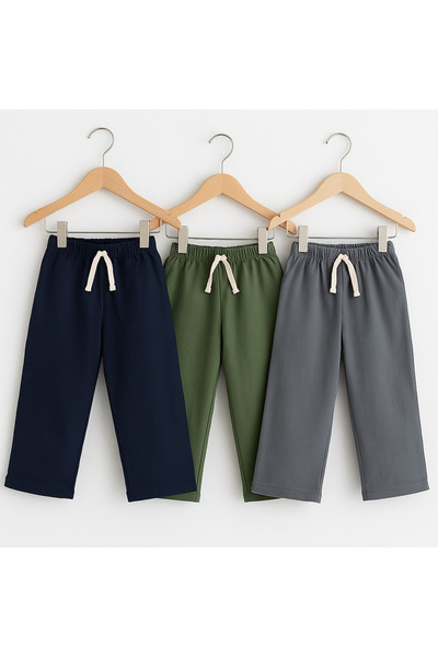 tinytrends 100% Cotton Color Relax Binding Detailed Muslin Trousers