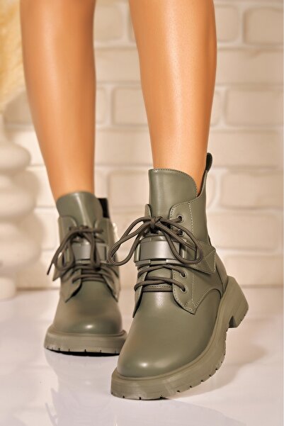 Joana Γυναικείες μοντέρνες πράσινες μπότες από τεχνητό δέρμα