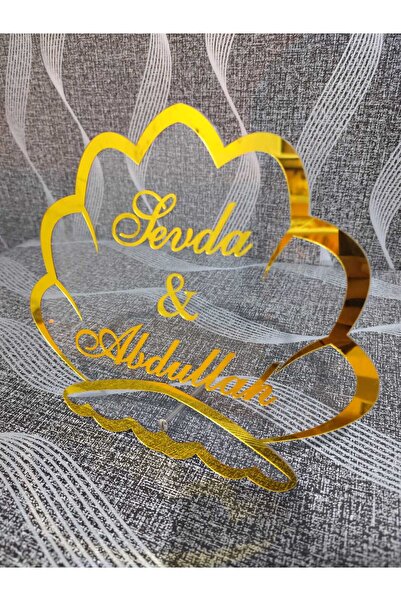 Bien Pleksi Design Kişiye Özel Gold Midye Söz Nişan Pleksi İsimlik