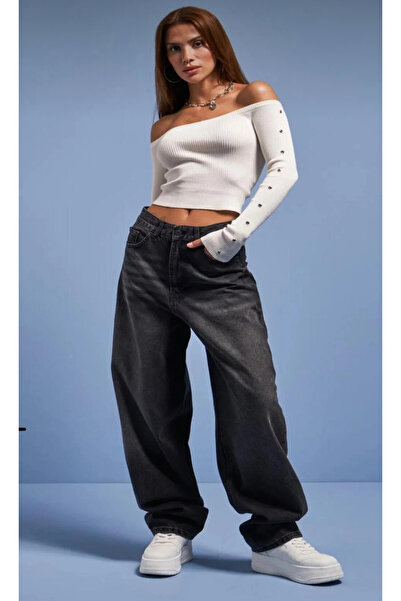 ASL GOLF CLUB Жіночі чорні джинси з низькою талією та вільним кроєм