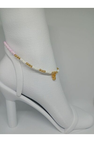 PINARIN TAKI DÜNYASI AKSESUAR خلخال باللون الوردي الفاتح والأبيض