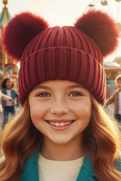 Mood Agenda Girl's 6 - 14 Years Old Corded Fabric Beanies with Pompoms Children's Beanie