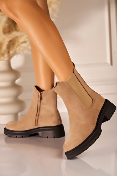 Joana Ghete de la gleznă cu căptușeală din piele întoarsă artificială kaki