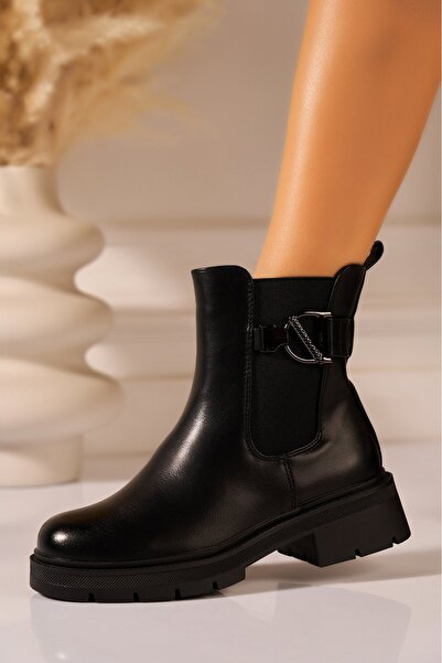 Joana Ghete negre pentru femei cu căptușeală din piele ecologică