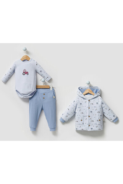 by bubbles Çiftçi Desen Erkek Bebek 3'lü Takım