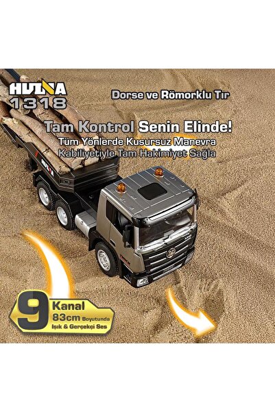 Huina 1318 1/24 RC Dorse ve Römorklu Tır Kamyon Uzaktan Kumandalı İş Makinesi RC Model - 2.4Ghz Gerç