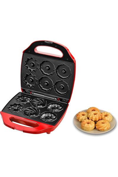 KALORİK TKG CKM 1007 RD Mini Cake Maker – 3 Molds, 900W, Non-stick, LED, Cool-Touch, Red