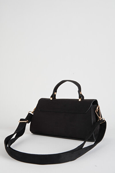 Vivaq Women's Black Freesia Suede Design Snap Closure Handbag and Shoulder Bag