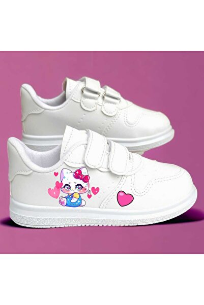 amazoondesing حذاء رياضي من Hello Cat Sweet مطبوع للفتيات الصغيرات ذو أربطة