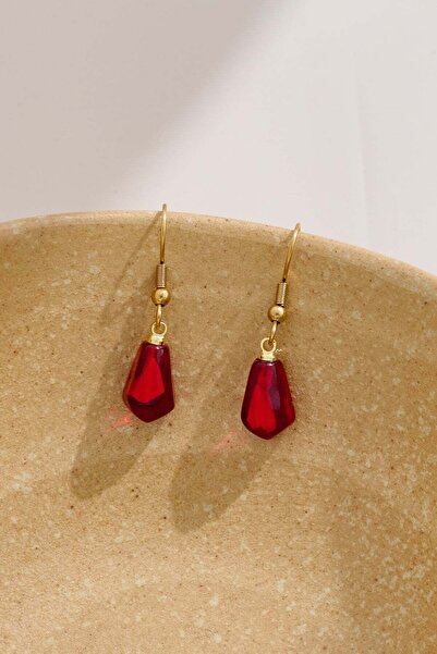 FAYRA ACCESSORIES Nar Tanesi Murano Cam Altın Kaplama Küpe