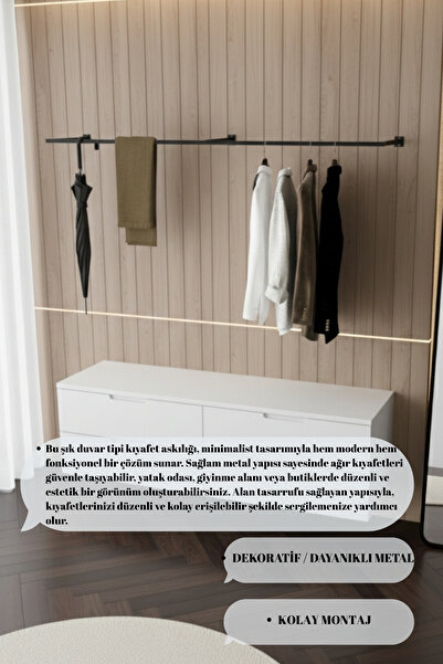 Grandmix Metal Duvara Monte Elbise Askısı Antre Askılığı 145x25 cm
