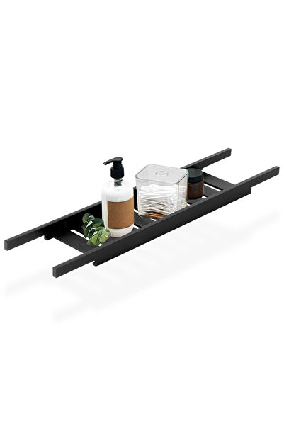 Other Półka łazienkowa na wannę bambusowa czarna 68 cm