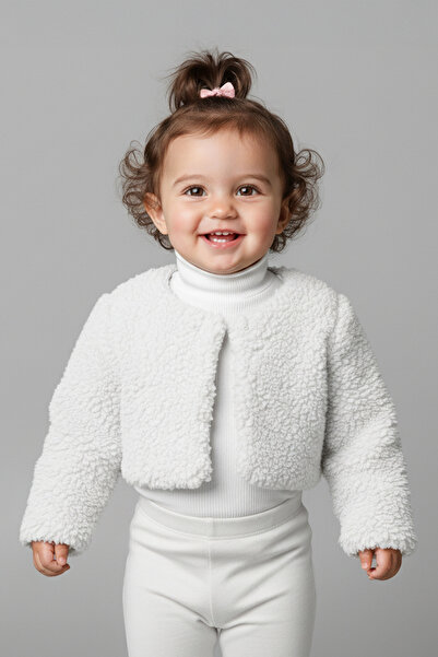 Minika Baby Girl Plush Bolero – Soft Textured, Stylish and Warm Mini Jacket