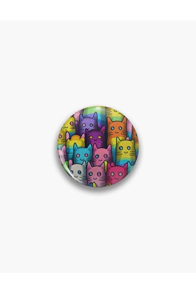 fırsatlar diyarı Rainbow Colored Cats - Gökkuşağı Renkli Kedi Buton Rozet