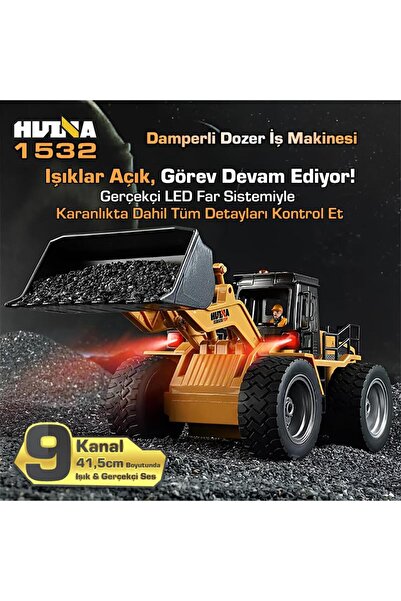 Huina 1532 1/18 9CH RC Wheel Loader Damper Dozer Kamyon İş Makinesi Kazıcı Uzaktan Kumandalı RC Mode