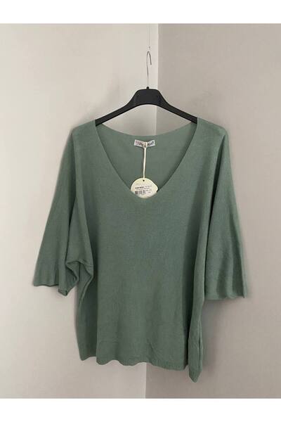 AYASOFYA OTANTIK Women's Italian Filizi V-Neck Plain Pattern Three Quarter Sl...