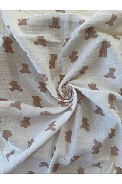 sarpelier Büyük Boy Kapüşonlu Ayıcık Desen Müslin %100 Pamuk Bebek & Çocuk Müslin Battaniye 100x100cm