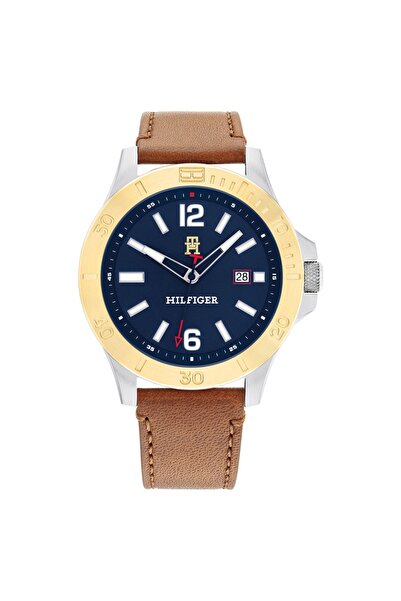 Tommy Hilfiger Ανδρικό ρολόι 1710529 Ryan, Ασημί απόχρωση + Χρυσό στέμμα με μπλε καντράν, μηχανισμό Quartz
