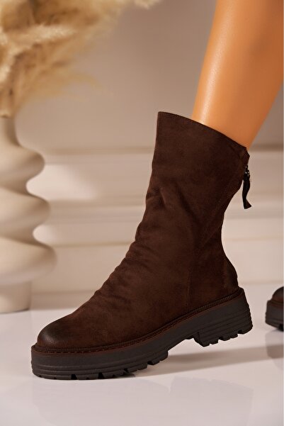 Joana Γυναικείες Καφέ Μπότες Zimey από Τεχνητό Σουέτ