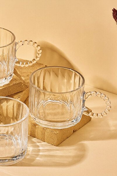 Vivien Home 3lü boncuk kulplu çay kahve kokteyl meşrubat bardağı