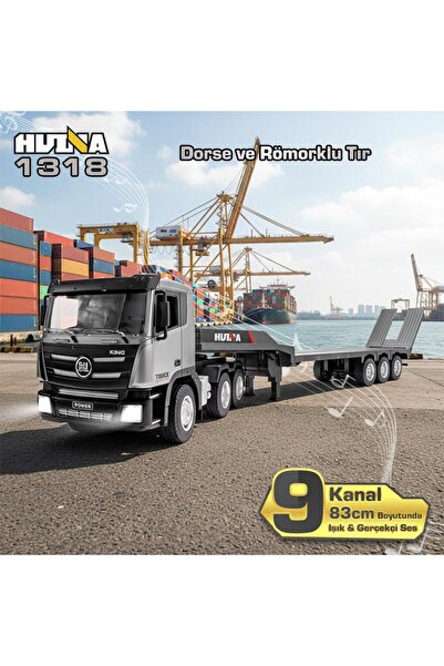 Huina 1318 1/24 RC Dorse ve Römorklu Tır Kamyon Uzaktan Kumandalı İş Makinesi RC Model - 2.4Ghz Gerç