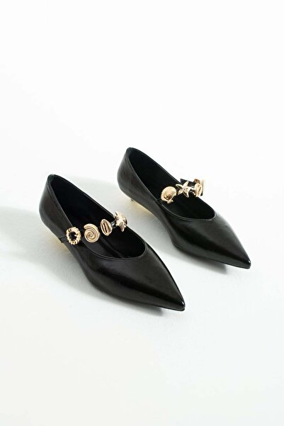 diclepolat Women's Thin Strap Accessory Detailed Casual Low Heel Ballerina Sh...