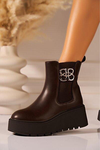 Joana Μπότες Yostina με επένδυση από γούνα σε καφέ χρώμα, μέγεθος 40